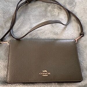 Coach Anna Olive Pebbled Leather Crossbody with Gold Hardware